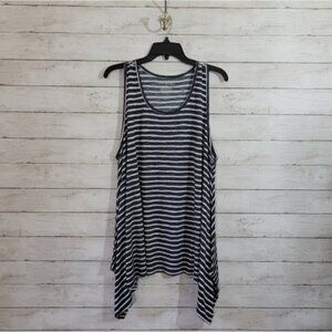 Lane Bryant Dark Black/Gray & White Striped Sleeveless Soft Tank Top Blouse 22